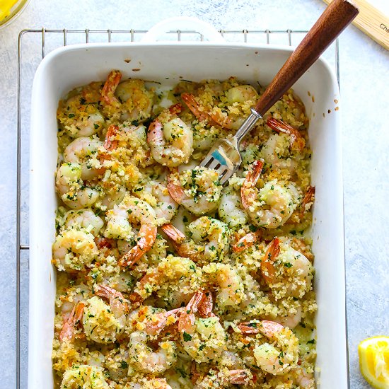 Lemon Garlic Butter Baked Shrimp