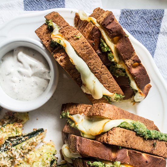 Easy Spinach Pesto Grilled Cheese