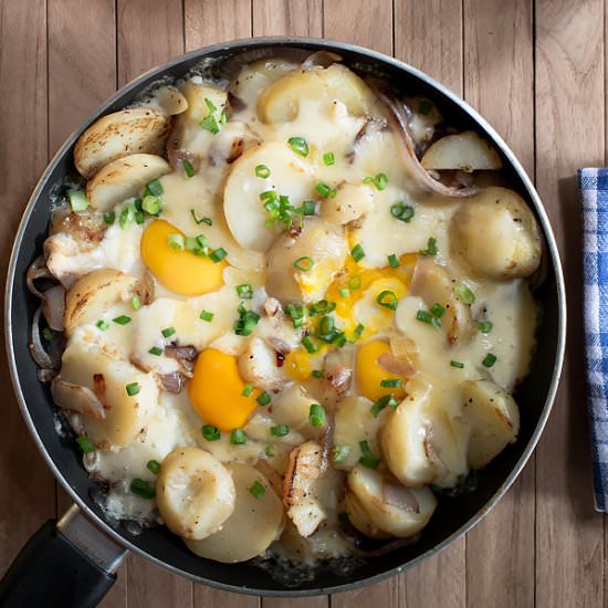 Cheese, Eggs and Potatoes Skillet