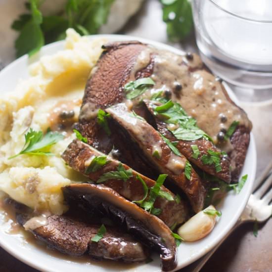 Whiskey Peppercorn Portobello Steak