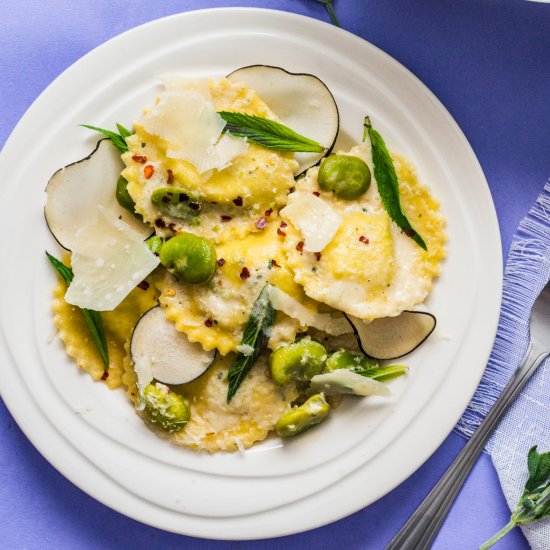 Fava Bean Ricotta Ravioli