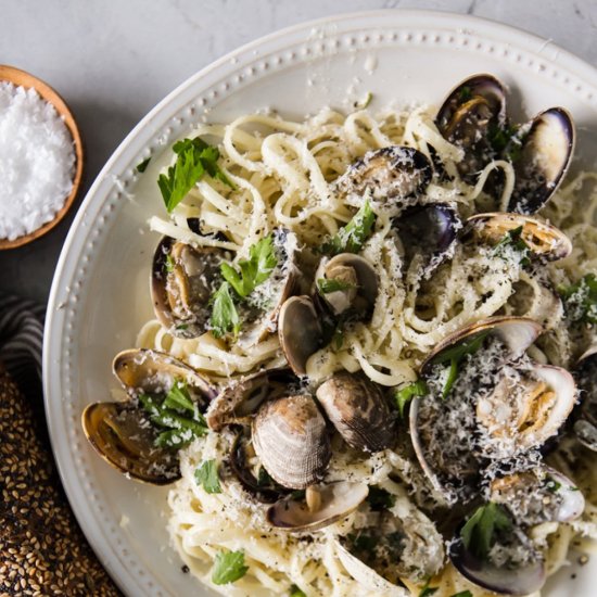 Champagne and Cream Clam Linguini