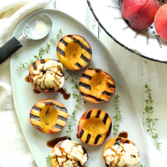 Grilled Peaches Ice Cream Balsamic