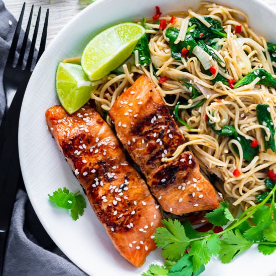 Teriyaki Salmon Noodle Bowl