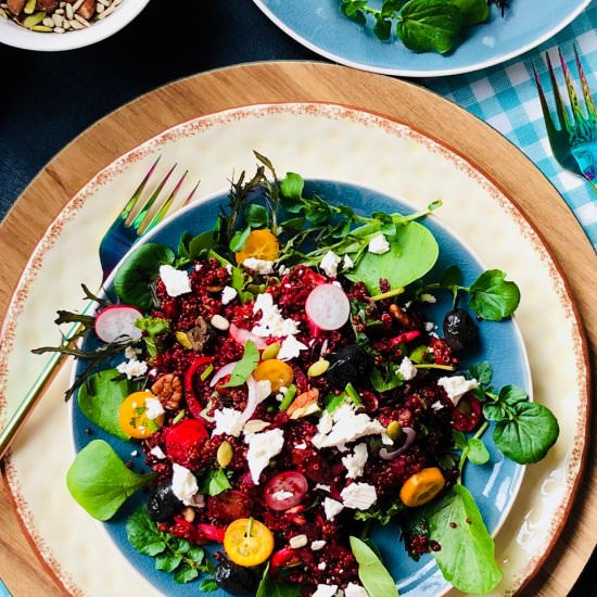 Organic red quinoa with feta salad