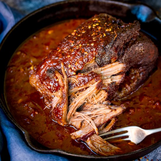 Caramelized pulled beef brisket