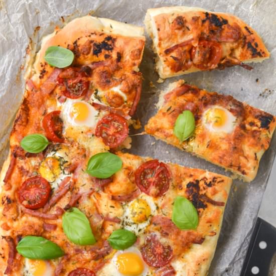 Focaccia with tomatoes