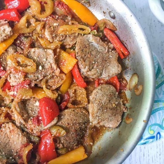 3 Pepper Pork Tenderloin Skillet