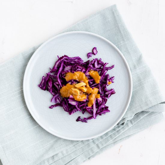 Red Cabbage Slaw & Peanut Dressing