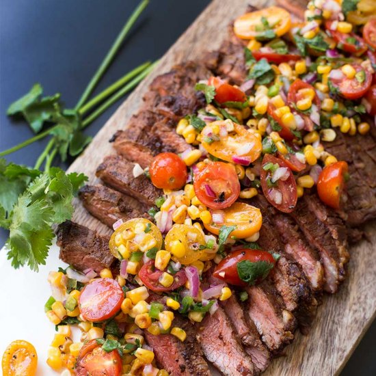 Chili Rubbed Steak with Corn Salsa