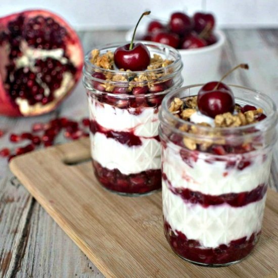 Pomegranate Cherry Yogurt Parfait