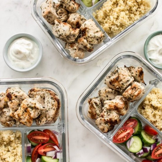 Chicken Souvlaki Meal Prep Bowls