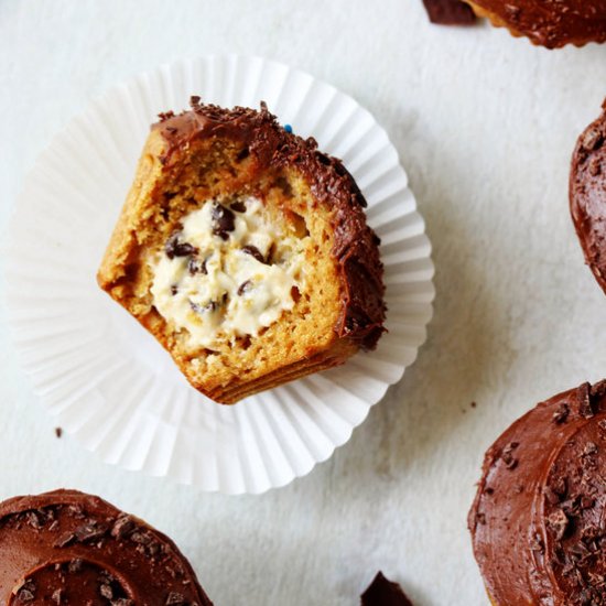 Healthy Cookie Dough Stuffed Cupcake