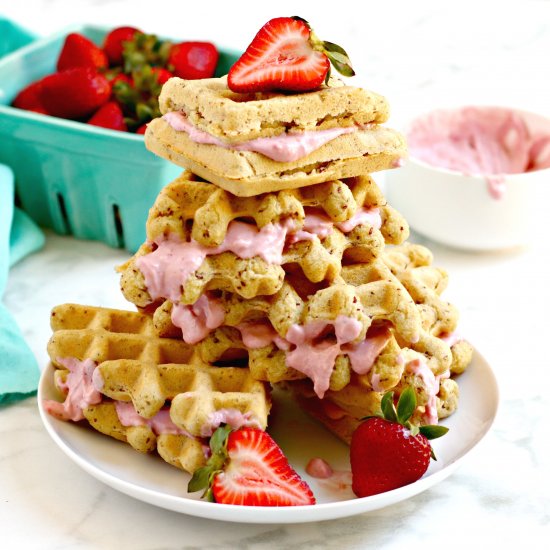 Strawberry Cream Waffle Sandwiches