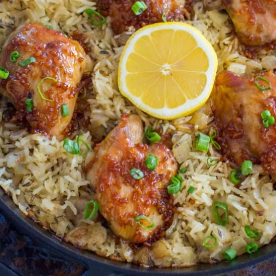 One Pan Honey Garlic Chicken & Rice