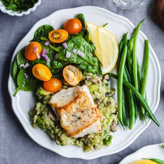 Halibut With Avocado Risotto