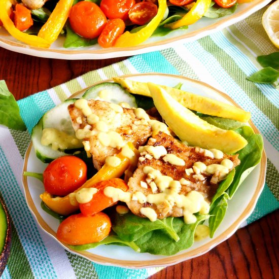 Tilapia Salad with Avo Dressing