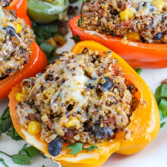 Quinoa Turkey Enchilada Stuffed Pep