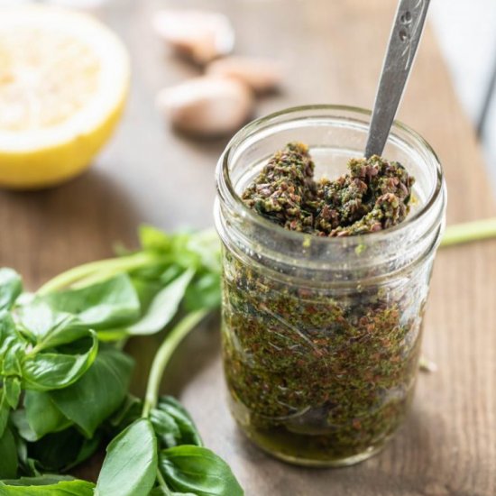 Easy Nut-Free, Vegan Pesto