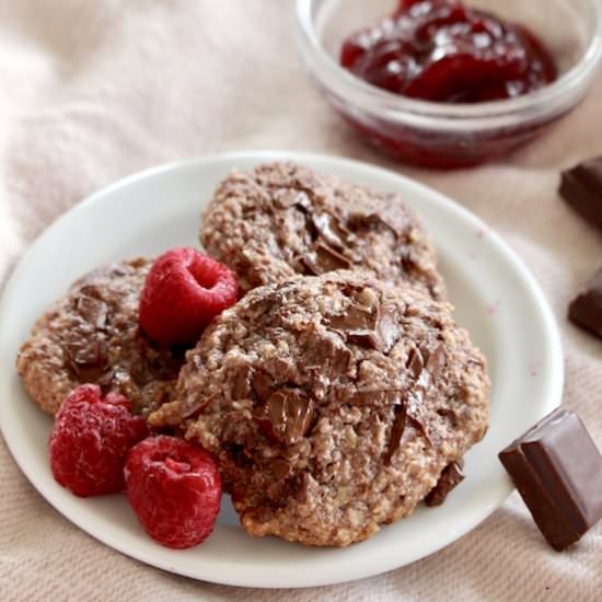 Raspberry Chocolate N’oat cookies