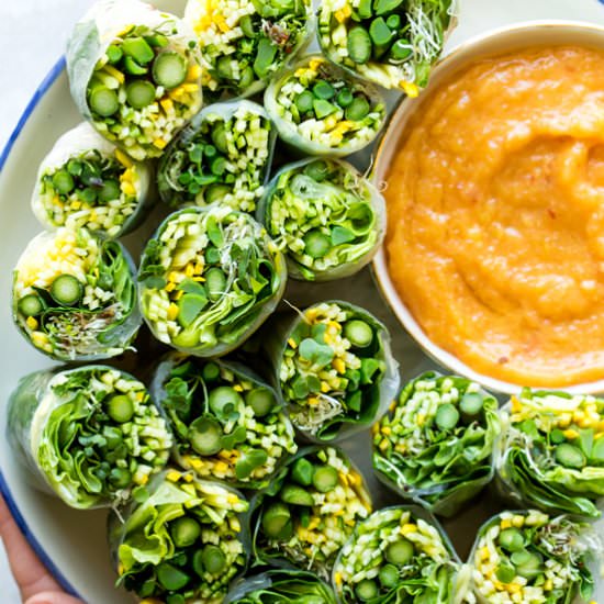 Summer rolls with mango miso sauce