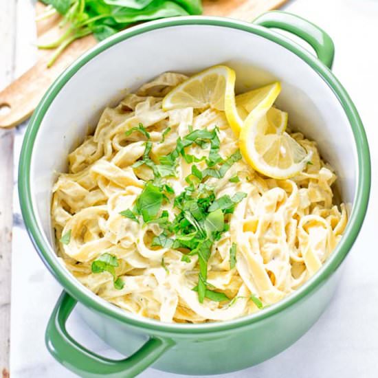 Lemon Basil Fettuccini Alfredo