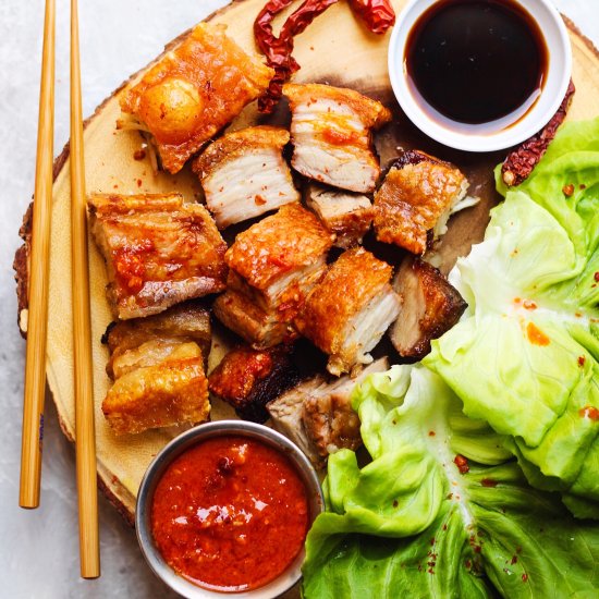 Grilled Crispy Pork Belly Wraps