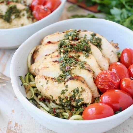 Chimichurri Chicken Zoodle Bowls