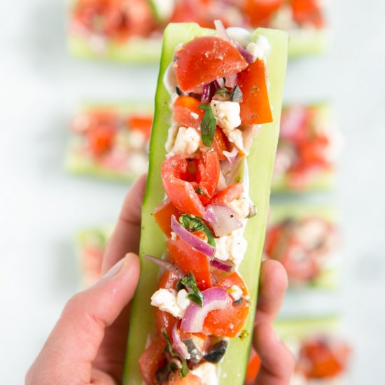 Greek Salad Cucumber Boats