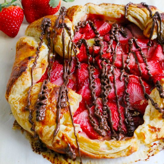 Puff Pastry Chocolate Strawberry Galette