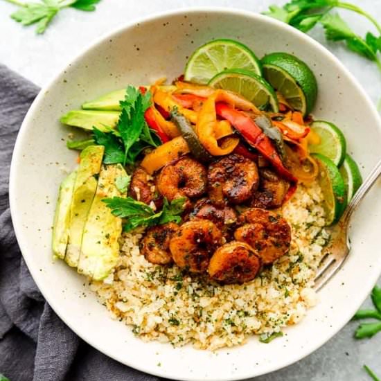 Chili Lime Shrimp Fajita Bowls