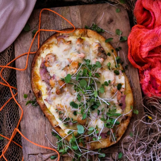 Smoked Cheese Salmon Naan Pizza