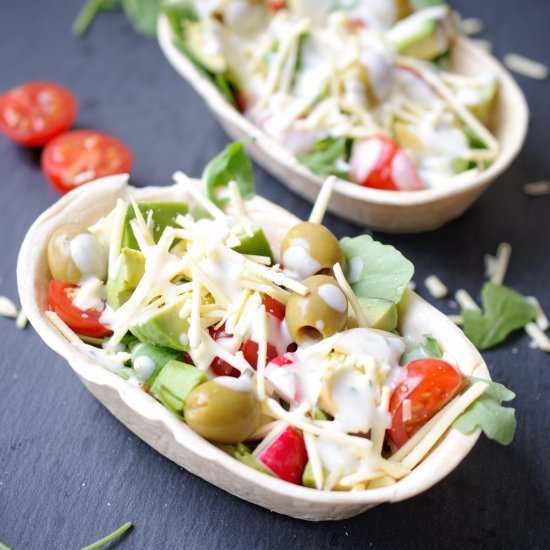 Tortilla Salad Baskets with Garlic