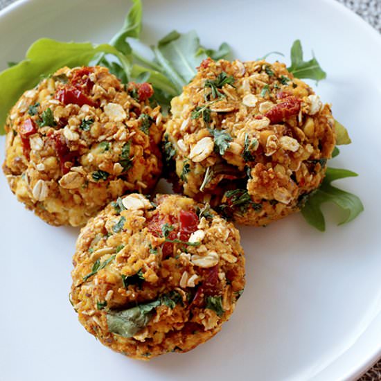 Savory Tomato Basil Tofu Muffins