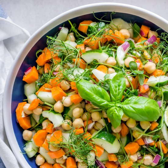 Chickpea & Pea Shoot Salad