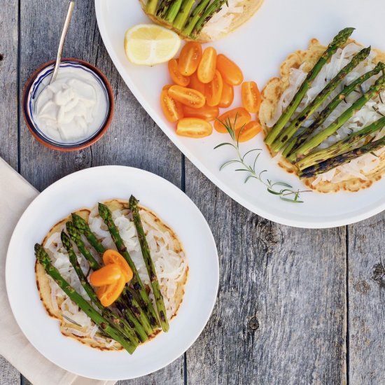 Rosemary & Grilled Asparagus Socca