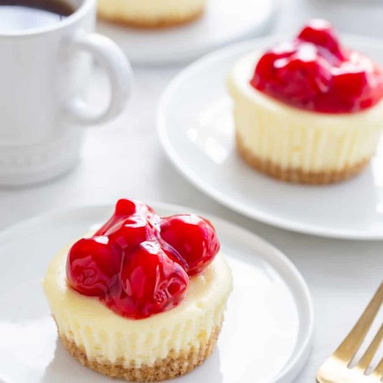 MINI CHERRY ALMOND CHEESECAKES