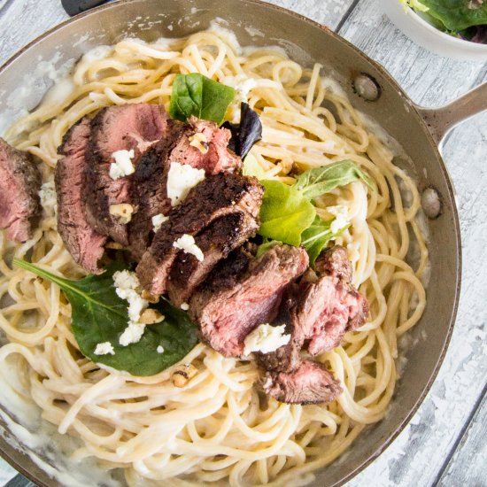 Creamy Gorgonzola Pasta with Steak