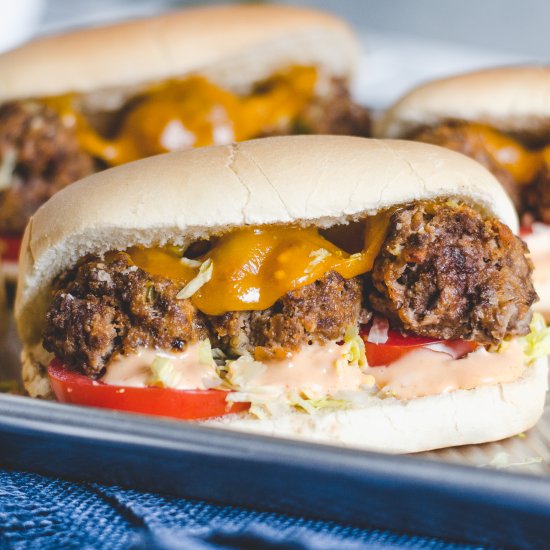 Bacon Cheeseburger Meatball Subs