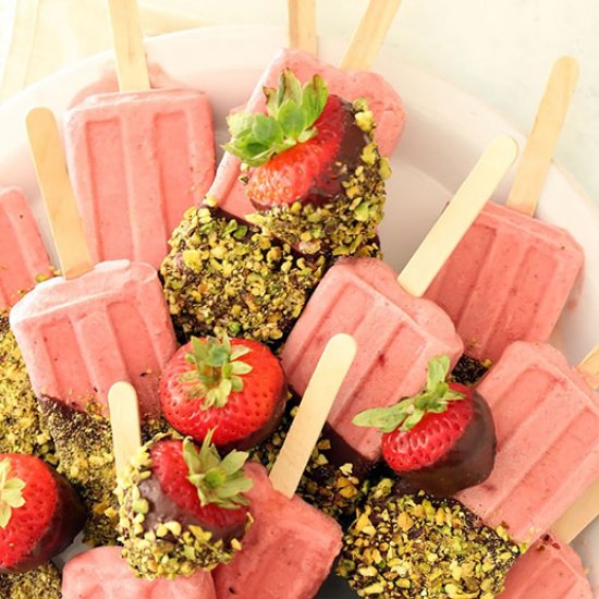 Strawberry Coconut Milk Popsicles