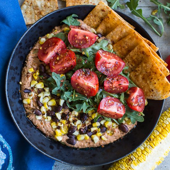 Roasted Red Pepper Hummus Bowls