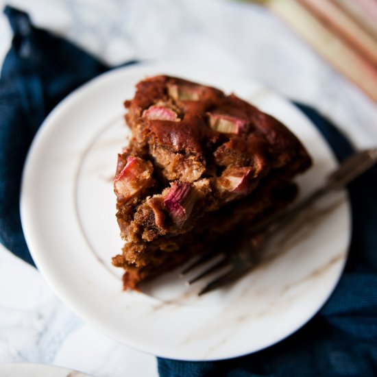 Carob rhubarb cake