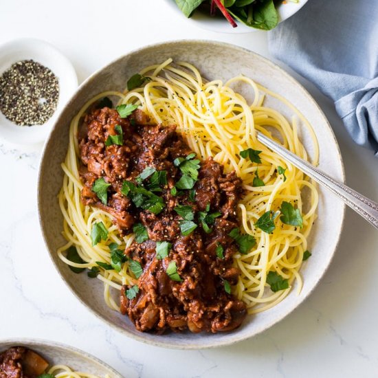 Red Wine Bolognese with Mushrooms