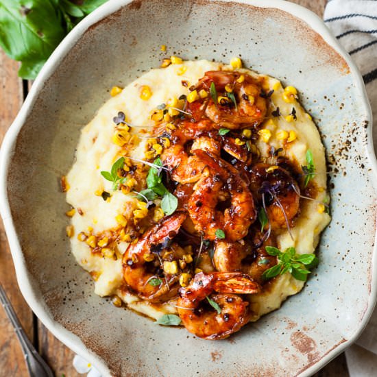 HONEY GARLIC SHRIMP WITH GOLDEN COR