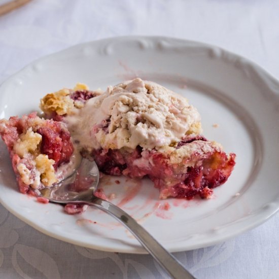 Strawberry Dump Cake with Bananas