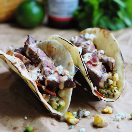 Skirt Steak Tacos with Asparagus