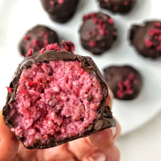 Raspberry Coconut Truffles