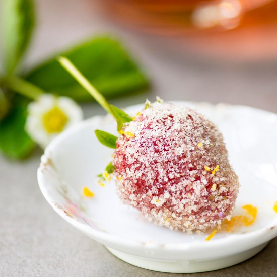 Sugar-Coated Rosé Strawberries