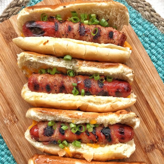 Bacon Wrapped Cheesie Hot Dogs