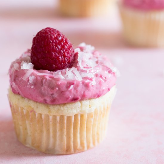 Lemon Coconut Raspberry Cupcakes